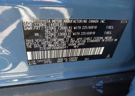 2025 Toyota Rav4 Hybrid Xse from USA, damaged, VIN 2T3E6RFV9SW086841